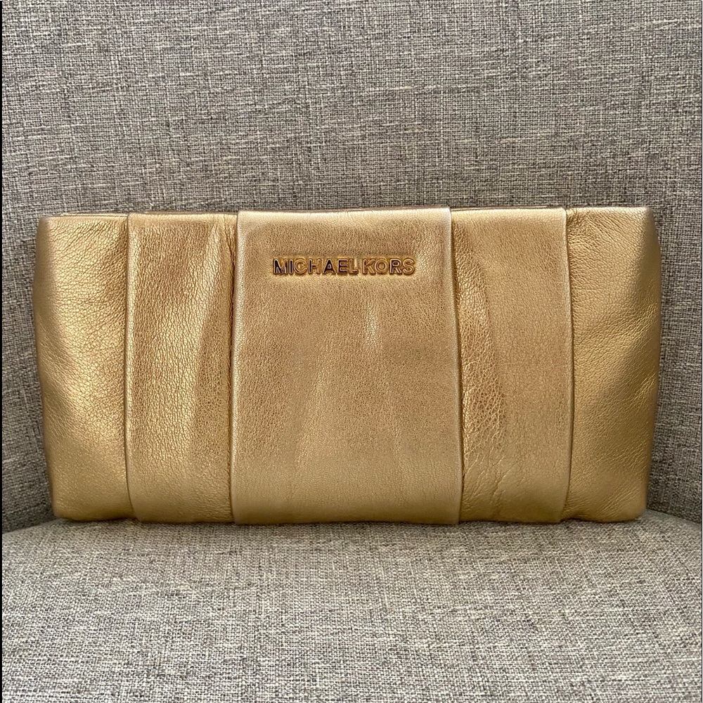 REDUCED!! Michael Kors Gold Clutch w/Strap Option